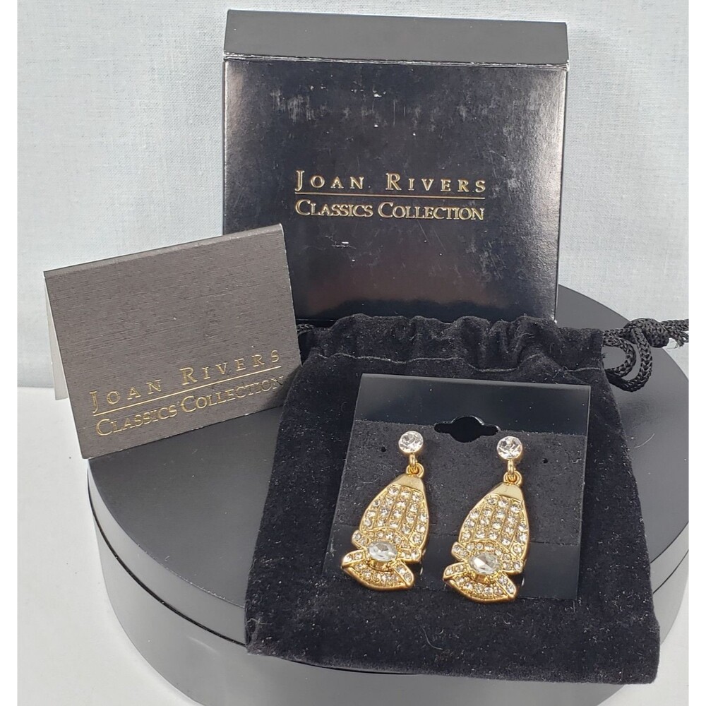 VTG 1990s Joan Rivers Crystal GT Beanie Cap Nome Pave Stones Post  Earrings
